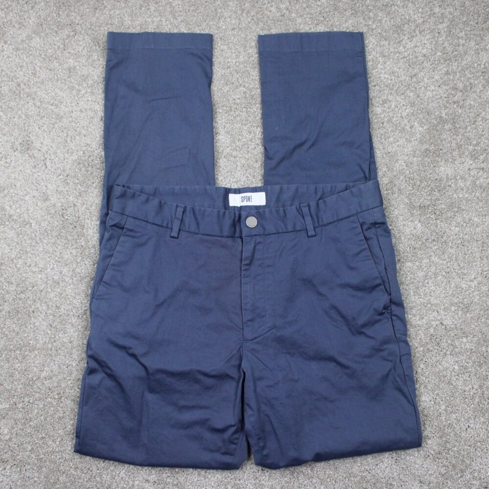 Spoke Chino Pants Mens‎ 32 Blue Sharps Build A Flat Front Stretch w/ 34" inseam